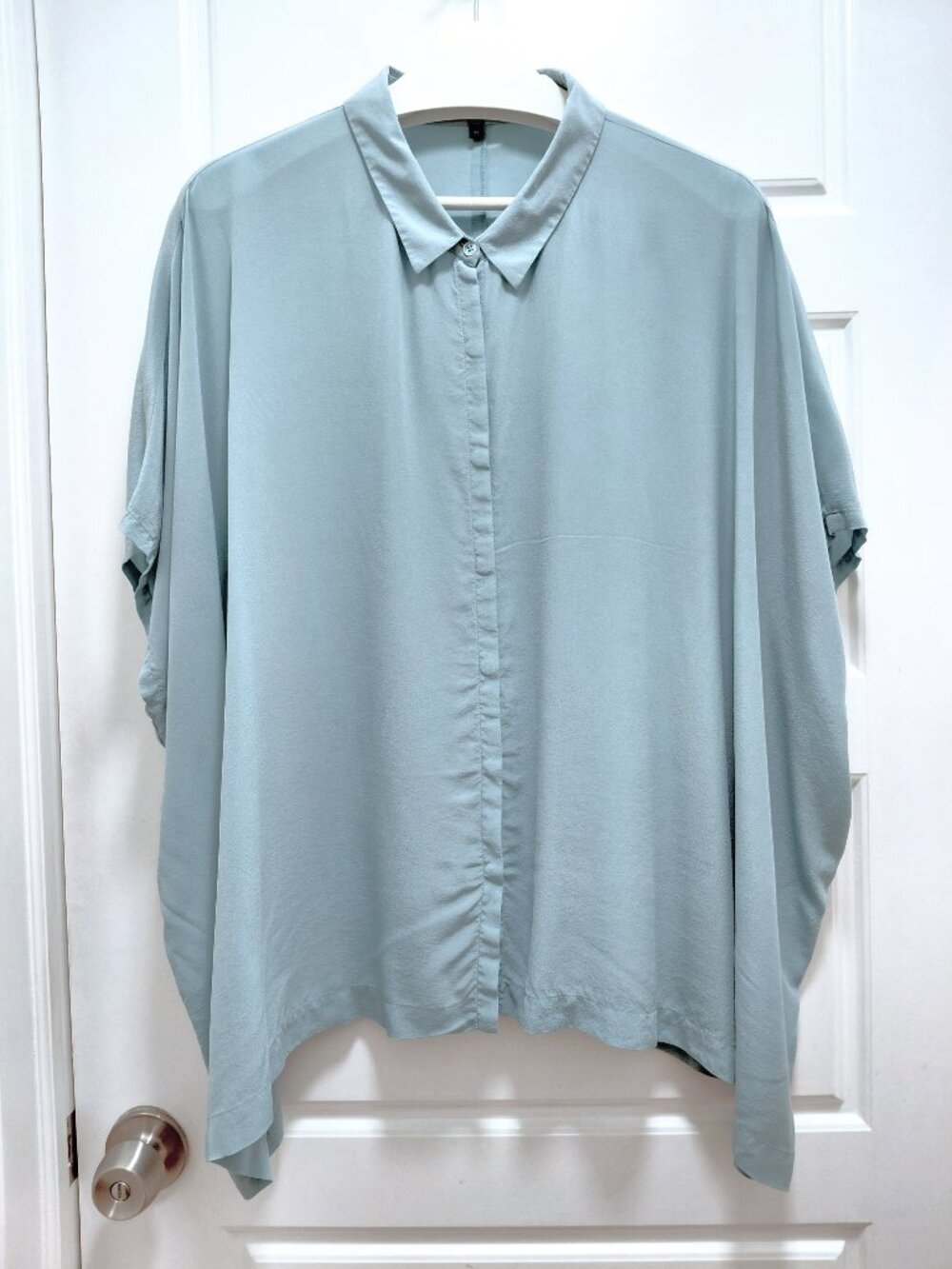Eileen Fisher Silk Collar Shirt Size XL